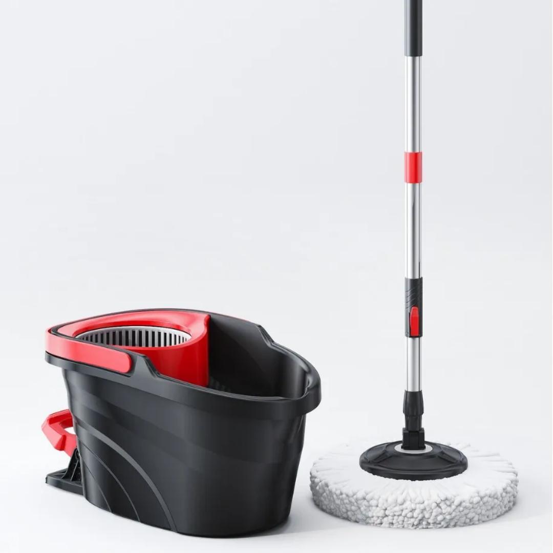 Pedal spin mop with bucket
