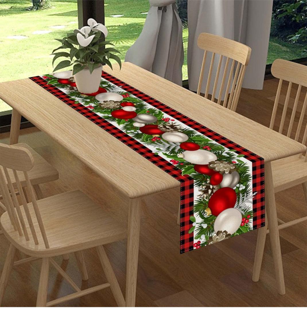 Christmas linen table runner