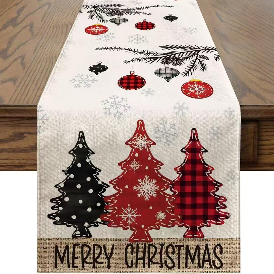 Christmas linen table runner
