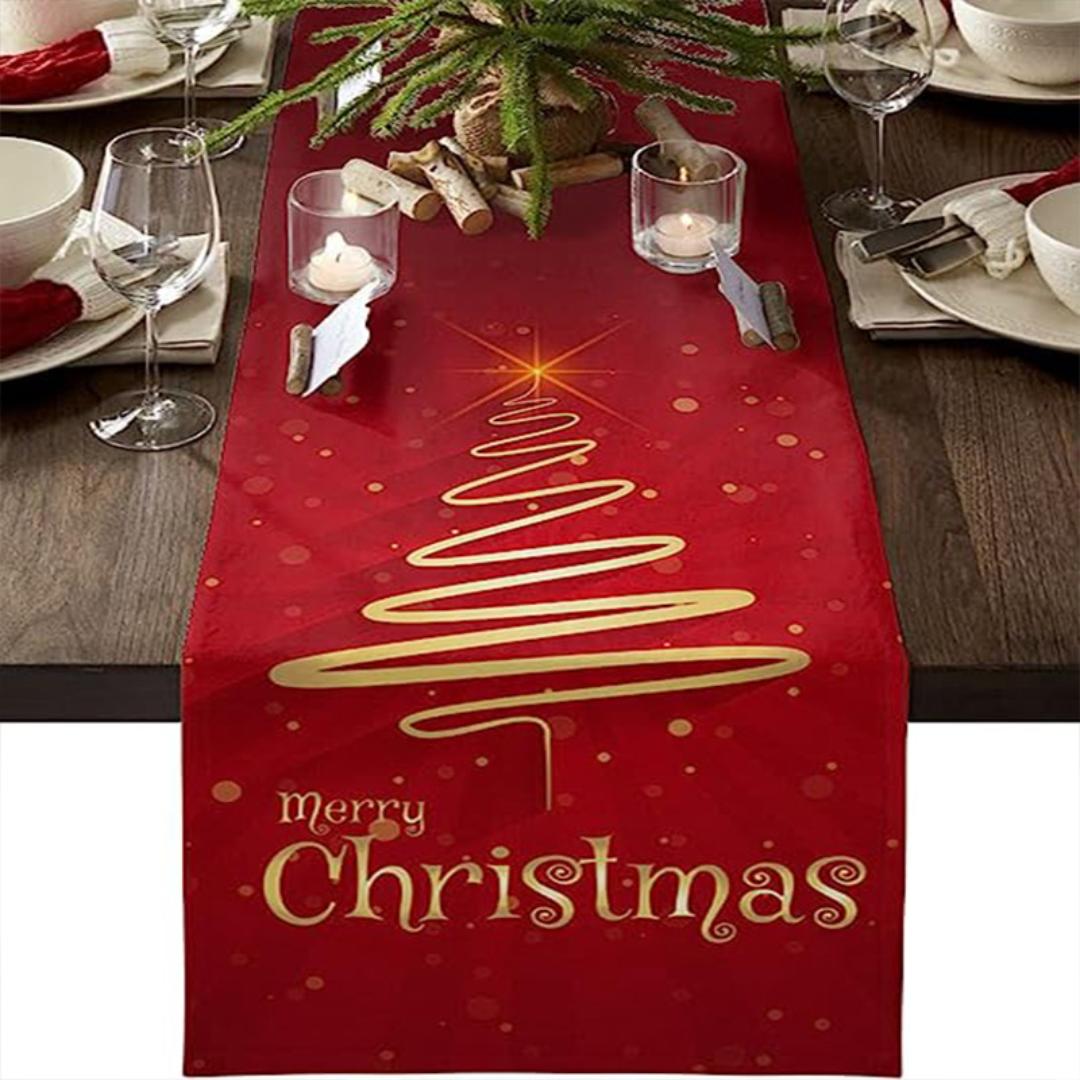 Christmas linen table runner
