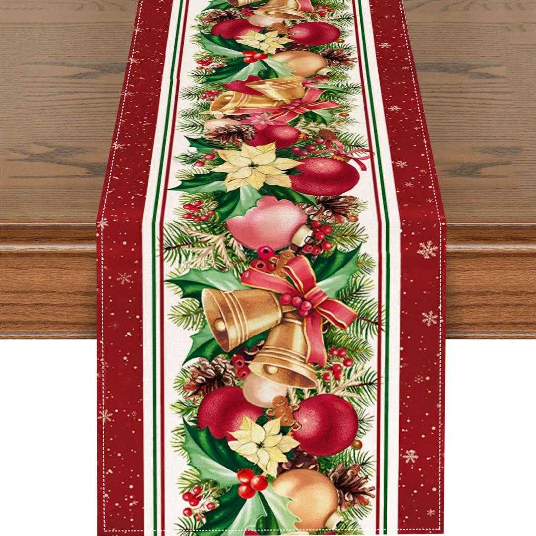 Christmas linen table runner