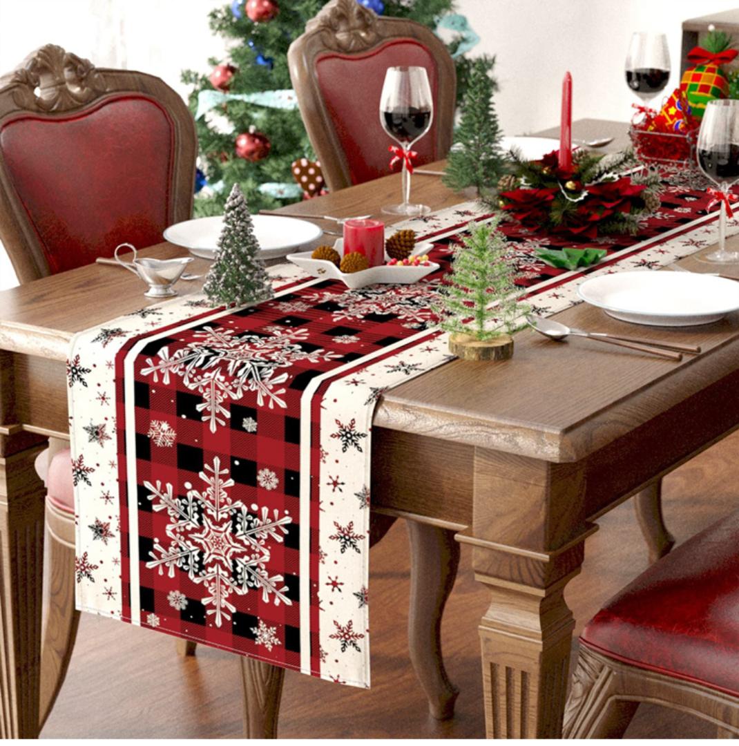 Christmas linen table runner