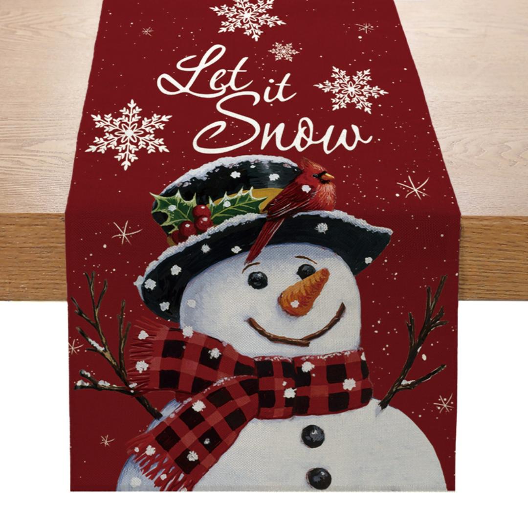 Christmas linen table runner