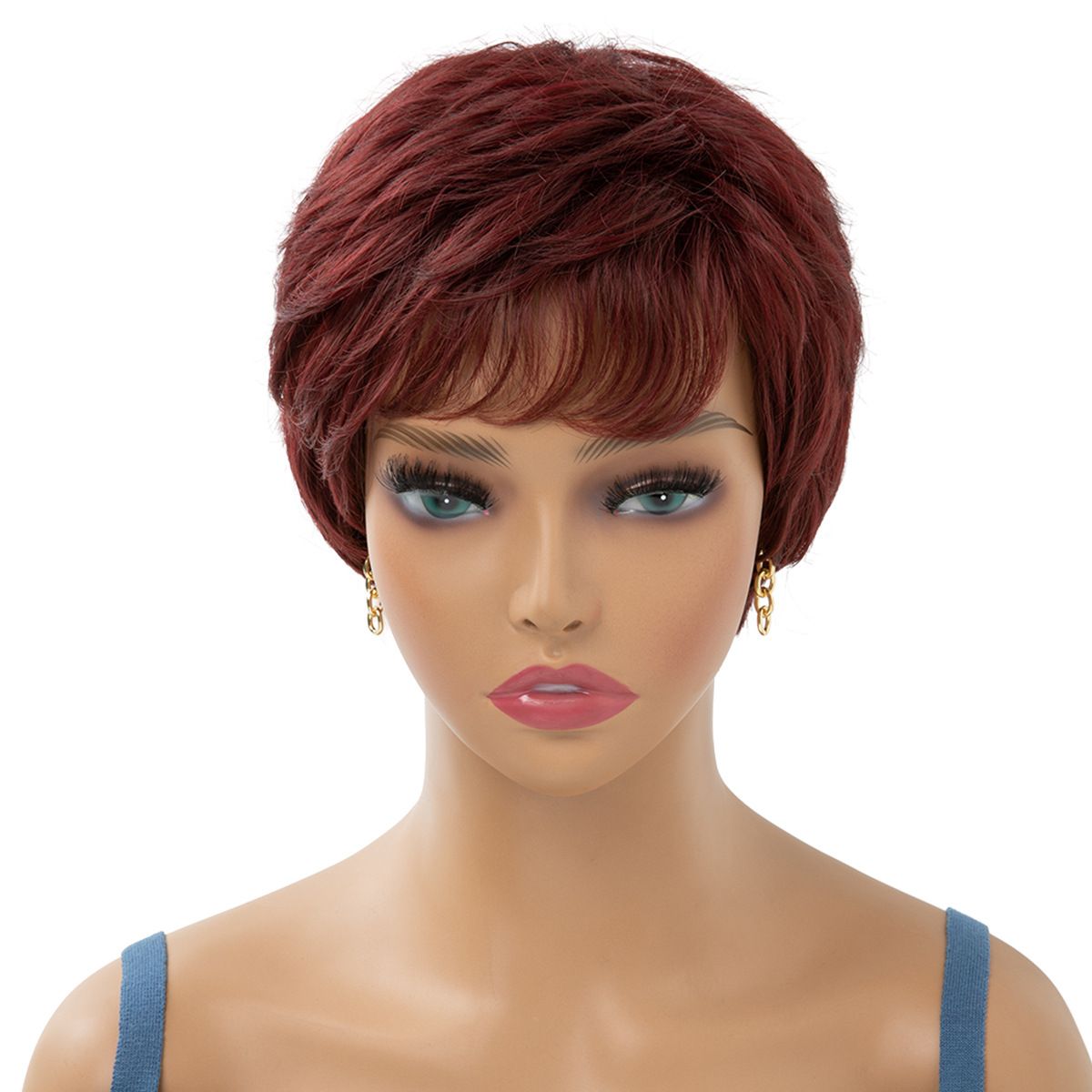 [Most Beautifu] Wigs For Women With Short Curly Hair And Slanted Bangs Realistic Fluffy And Full Top Headgear