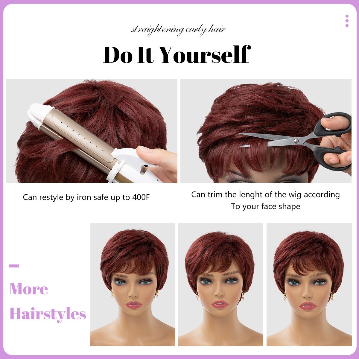 [Most Beautifu] Wigs For Women With Short Curly Hair And Slanted Bangs Realistic Fluffy And Full Top Headgear