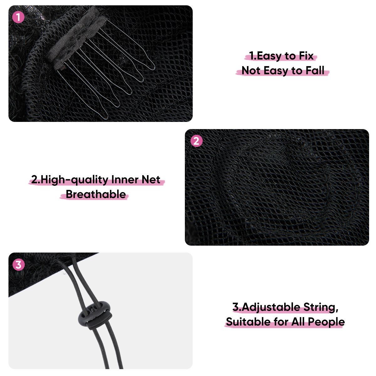 [Most Beautifu] Headband Wig Women's High Bun Head Drawstring Style Fluffy Curly Hair