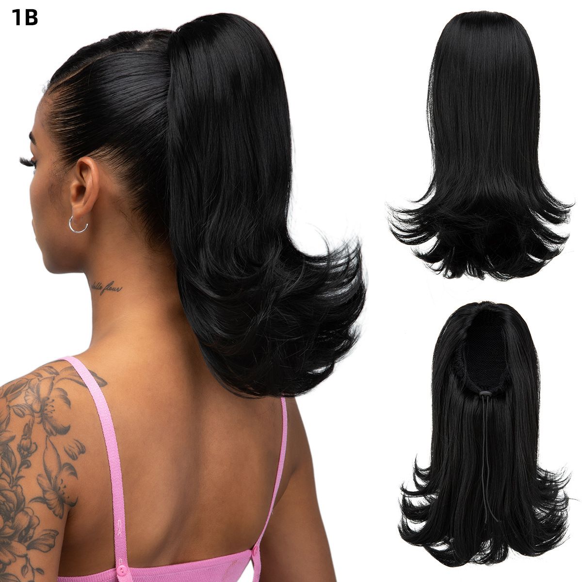 [Most Beautifu] Ponytail Wig For Women Slightly Curled Short Curly Hair Drawstring Ponytail Internal Network Ponytail Hair