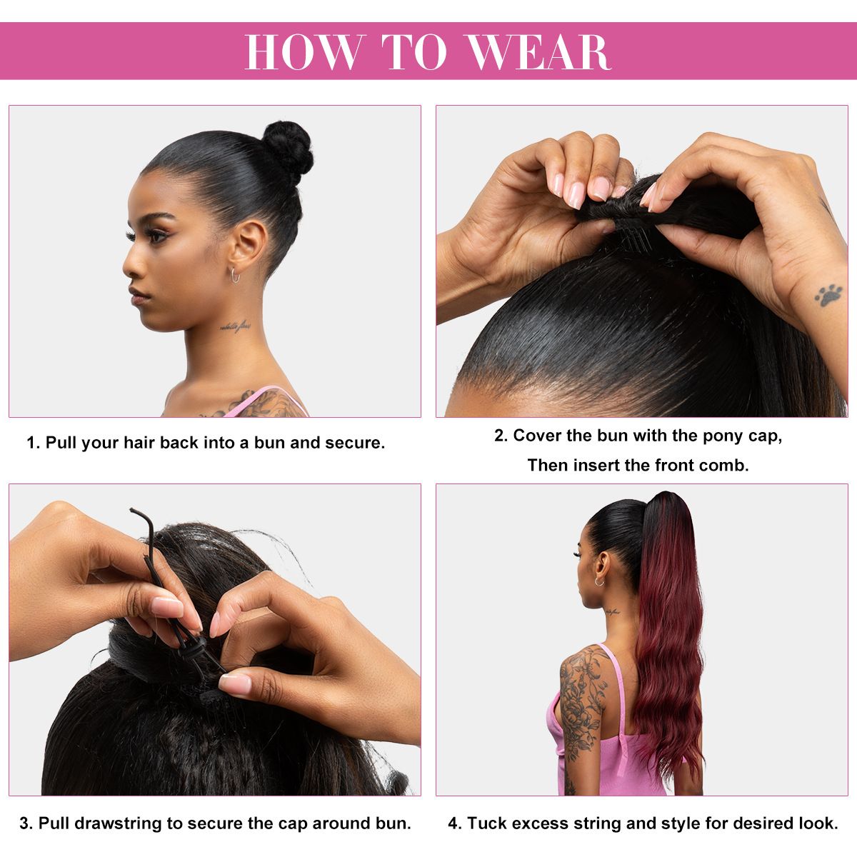 [Most Beautifu]Hair extension Ponytail Female Wig With Drawstring Style Long Curly Hair High Ponytail Drawstring Mesh Pocket