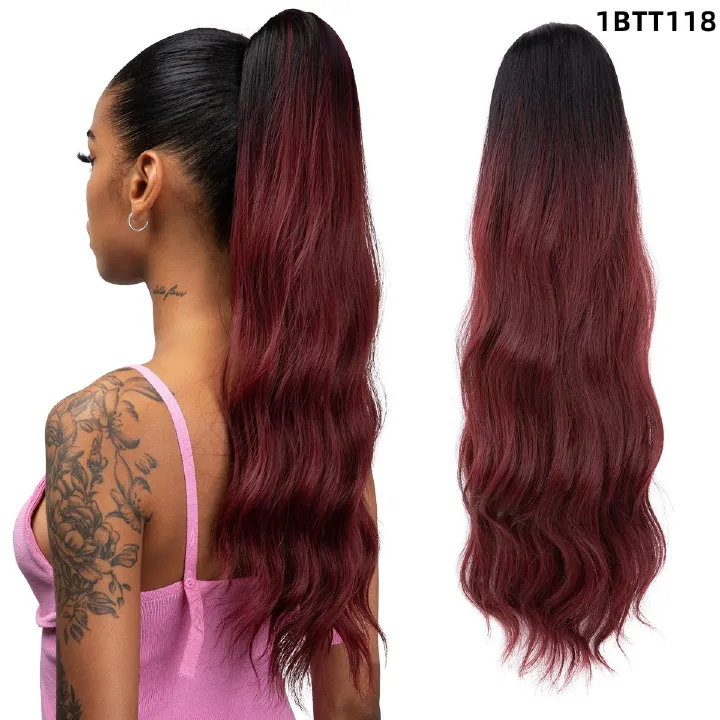 [Most Beautifu]Hair extension Ponytail Female Wig With Drawstring Style Long Curly Hair High Ponytail Drawstring Mesh Pocket