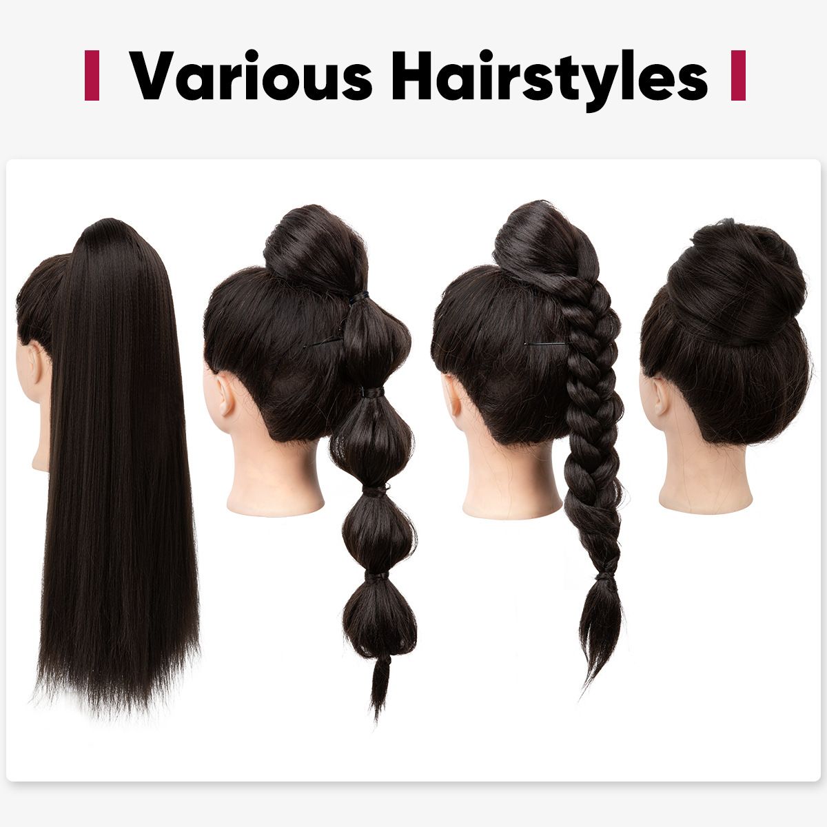 [Most Beautifu]Hair extension Ponytail Female Wig With Drawstring Long Straight Hair High Ponytail Drawstring Mesh Pocket Wig
