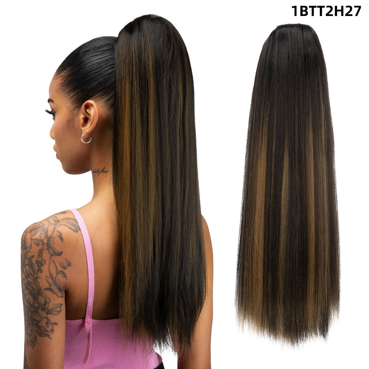 [Most Beautifu]Hair extension Ponytail Female Wig With Drawstring Long Straight Hair High Ponytail Drawstring Mesh Pocket Wig