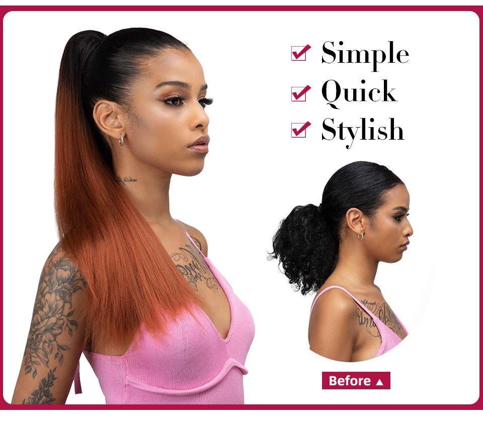 [Most Beautifu]Hair extension Ponytail Female Wig With Drawstring Long Straight Hair High Ponytail Drawstring Mesh Pocket Wig