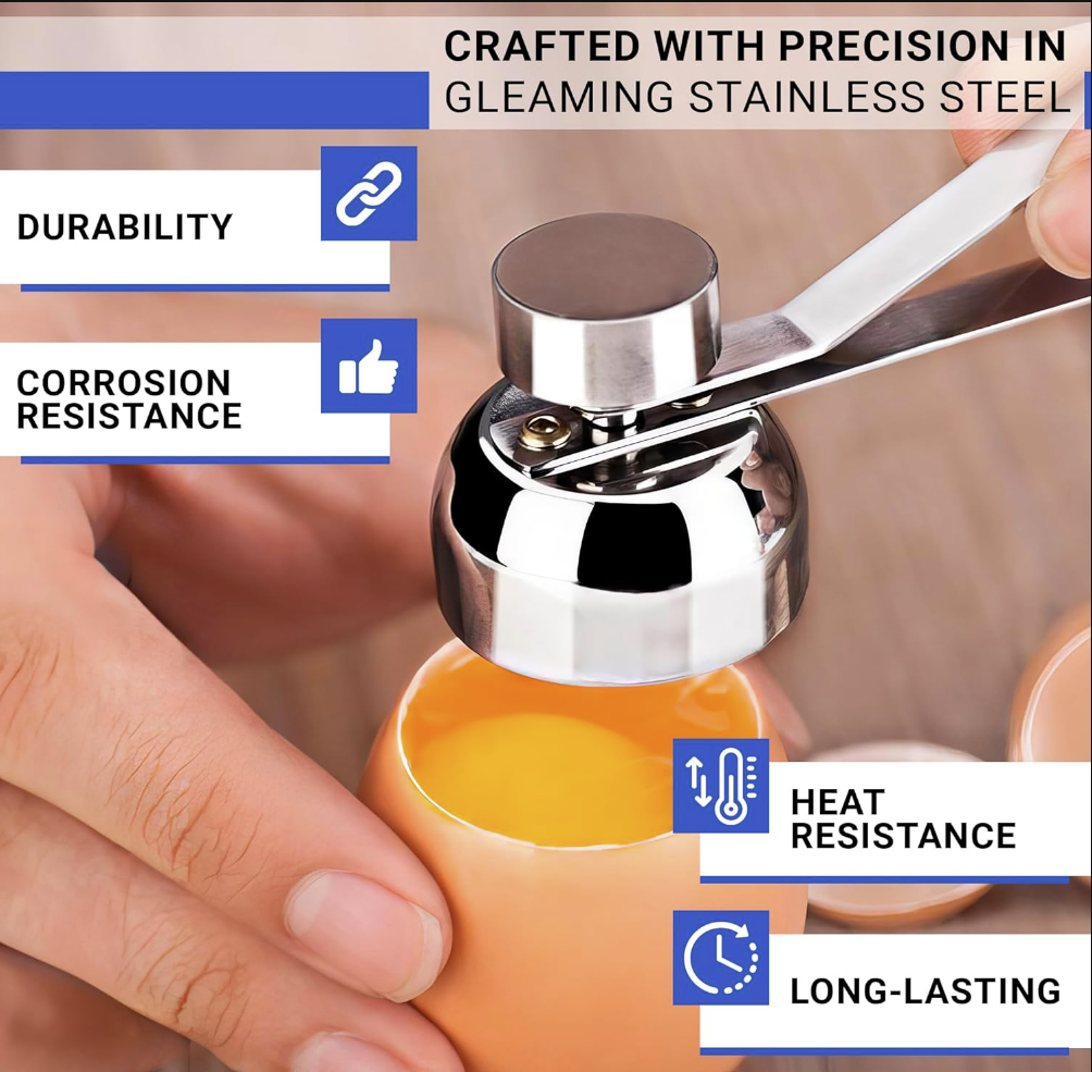 Stainless Steel Boiled Egg Topper Shell Top Cutter Knocker Opener Raw Egg Cracker Separator Egg Divider Kitchen Gadgets