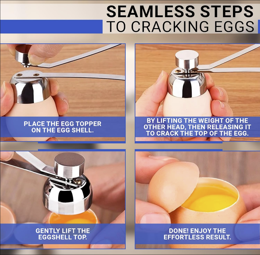 Stainless Steel Boiled Egg Topper Shell Top Cutter Knocker Opener Raw Egg Cracker Separator Egg Divider Kitchen Gadgets