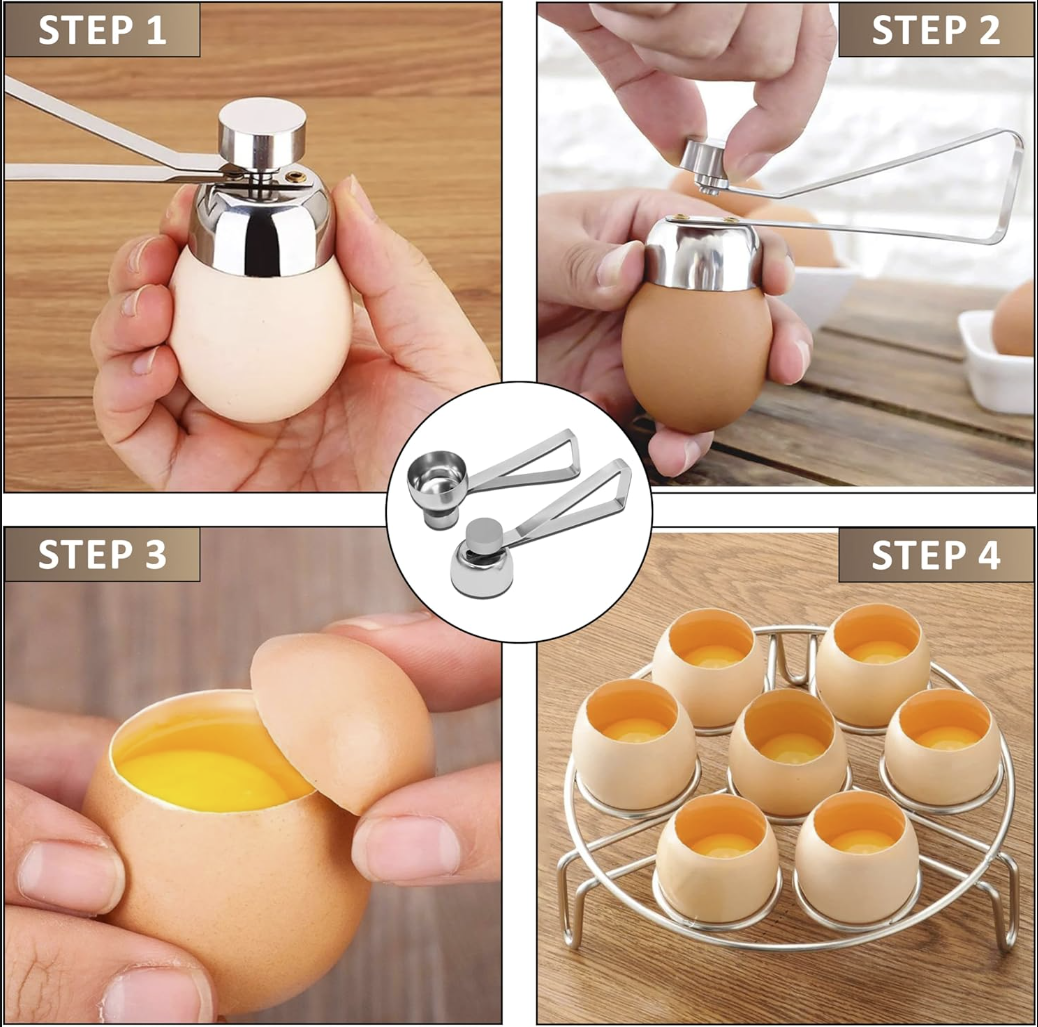 Stainless Steel Boiled Egg Topper Shell Top Cutter Knocker Opener Raw Egg Cracker Separator Egg Divider Kitchen Gadgets