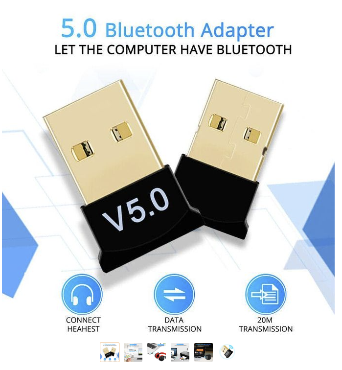 USB Bluetooth 5.0 Adapter Bluetooth Receiver Transmitter Wireless Audio Bluetooth Dongle for Computer PC Laptop Phone Tablet Printer Headphone Speaker Wireless Mouse Keyboard Music