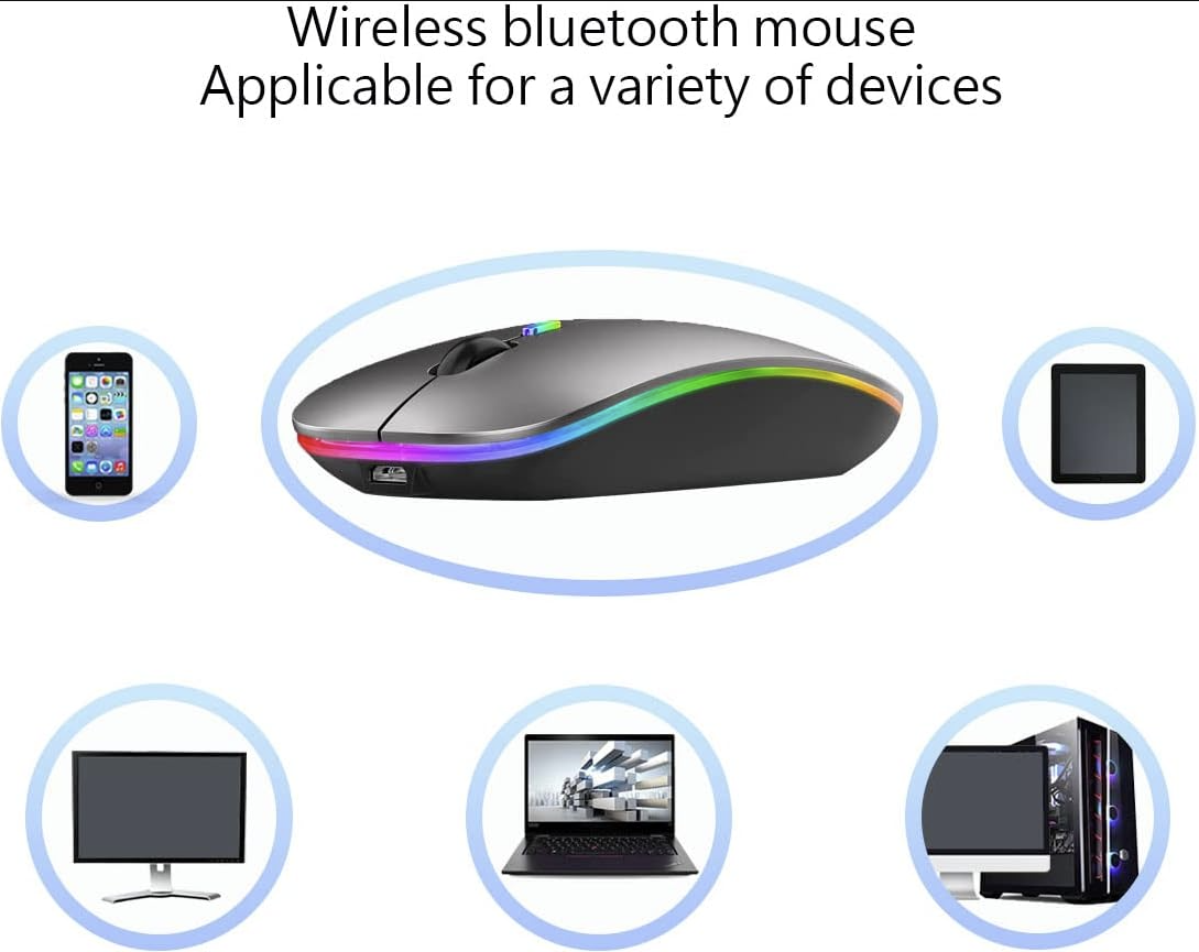 Wireless Bluetooth + 2.4G Dual-mode Rechargeable LED Optical Mouse - (Gray)