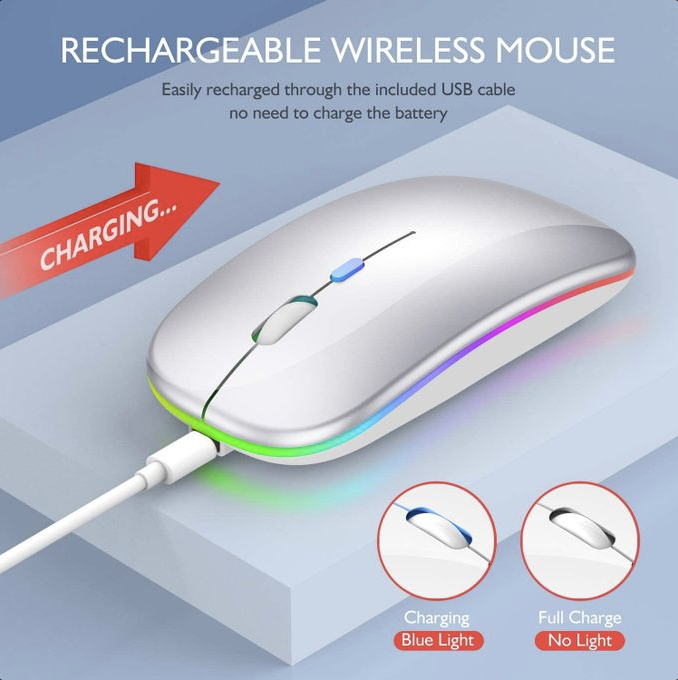 Wireless Bluetooth + 2.4G Dual-mode Rechargeable LED Optical Mouse - (Gray)