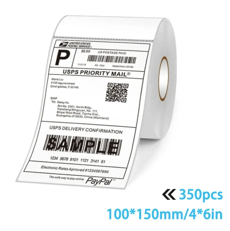 350Sheets Thermal Shipping Labels Roll 4×6 Inch  Stickers Perforated Strong Adhesive Commercial Grade Labels