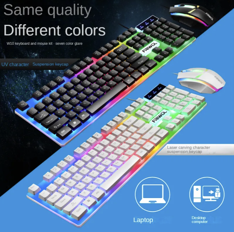 Keyboard And Mouse Set Wired 104 Keys Hot-Swappable Gaming Keyboard RGB Light For Mac Windows Computer PC Gamers Laptop Office