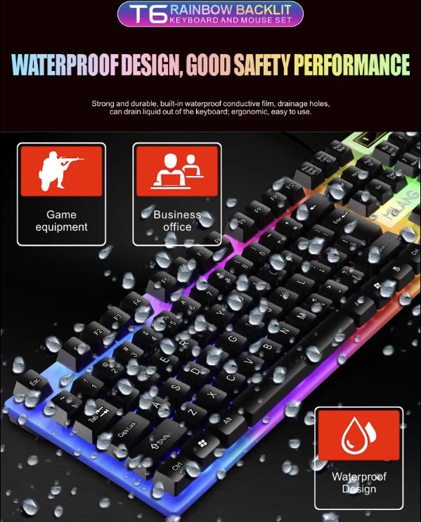 Keyboard And Mouse Set Wired 104 Keys Hot-Swappable Gaming Keyboard RGB Light For Mac Windows Computer PC Gamers Laptop Office