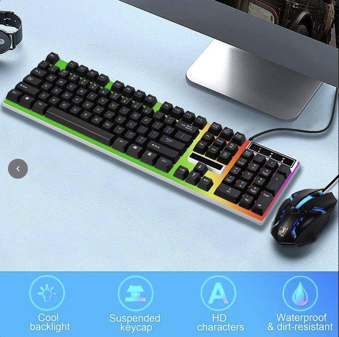 Keyboard And Mouse Set Wired 104 Keys Hot-Swappable Gaming Keyboard RGB Light For Mac Windows Computer PC Gamers Laptop Office