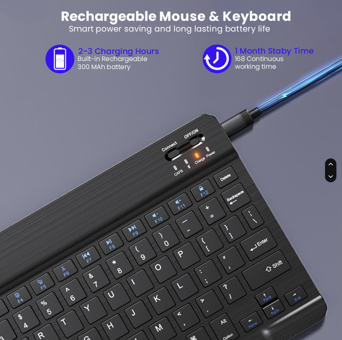 New Arrived 10inch Bluetooth Wireless Keyboard Rechargeable For PC Phone Tablet Gaming Keyboard For Android ios Windows