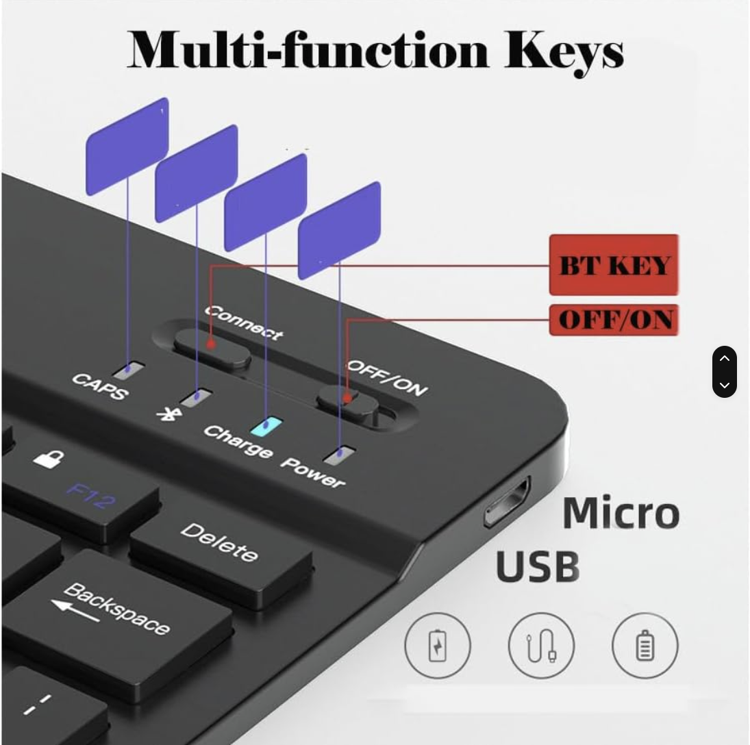 New Arrived 10inch Bluetooth Wireless Keyboard Rechargeable For PC Phone Tablet Gaming Keyboard For Android ios Windows