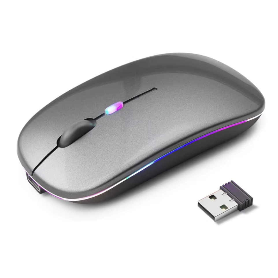 Wireless Bluetooth + 2.4G Dual-mode Rechargeable LED Optical Mouse - (Gray)
