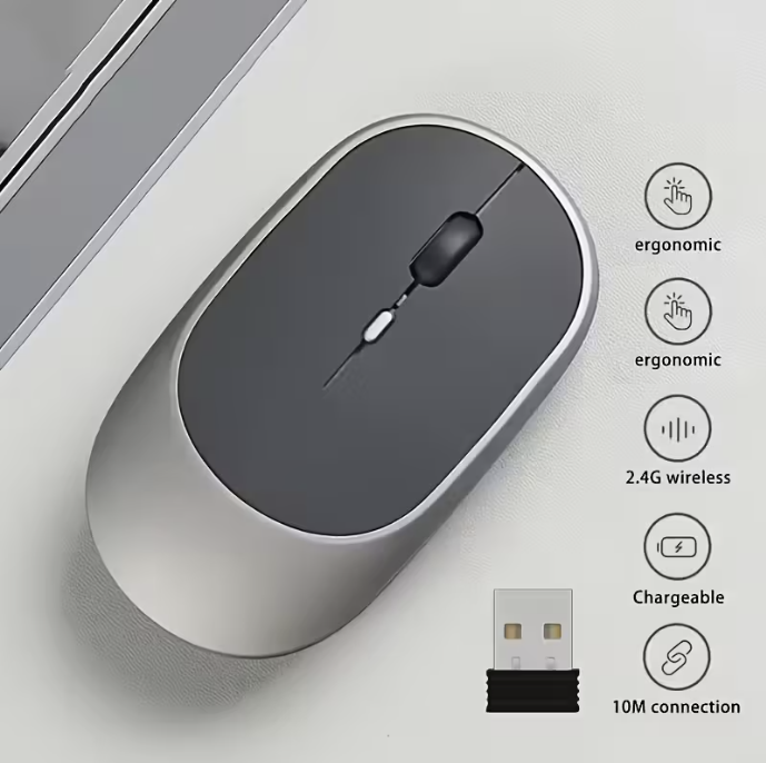 2.4G+Bluetooth 5.0 Wireless Rechargeable Mouses USB Optical Rechargeable Mice for Computer Laptop PC Macbook Mice Gaming Mouse Game 800, 1200, 1600 DPI