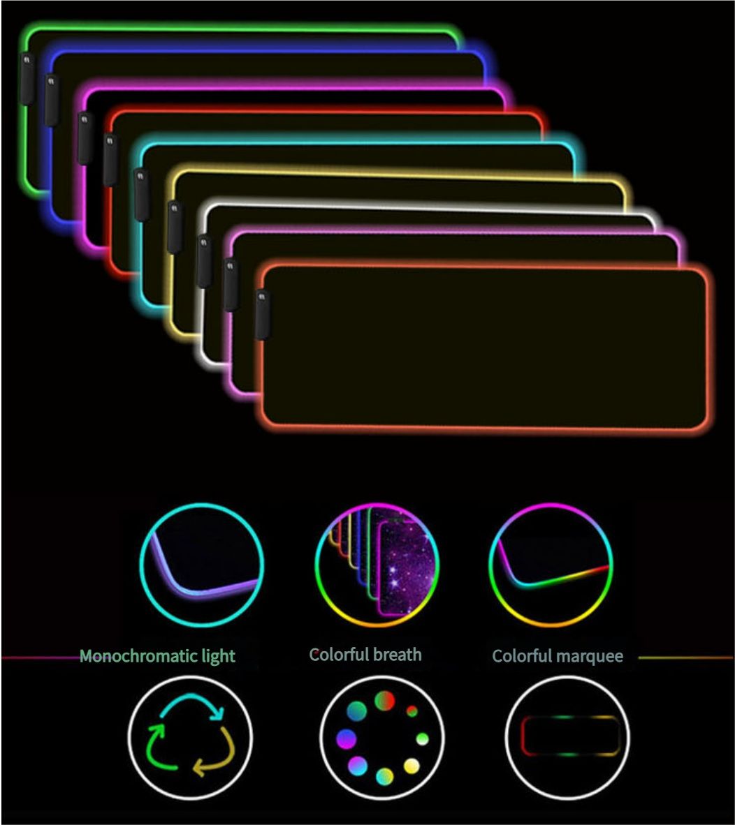 RGB Led Computer Keyboard Game Mouse Pads 800x300x3mm