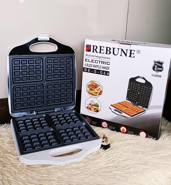 Rebune 4 slice waffle maker ; Harmless, easy to clean- Stylish design makes it fit any occasion, a good choice for decoration at home.- Indicator light lets you know when the waffles are ready