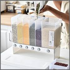 Partitioned Multifunctional Cereal/rice Dispenser 6 Compartments