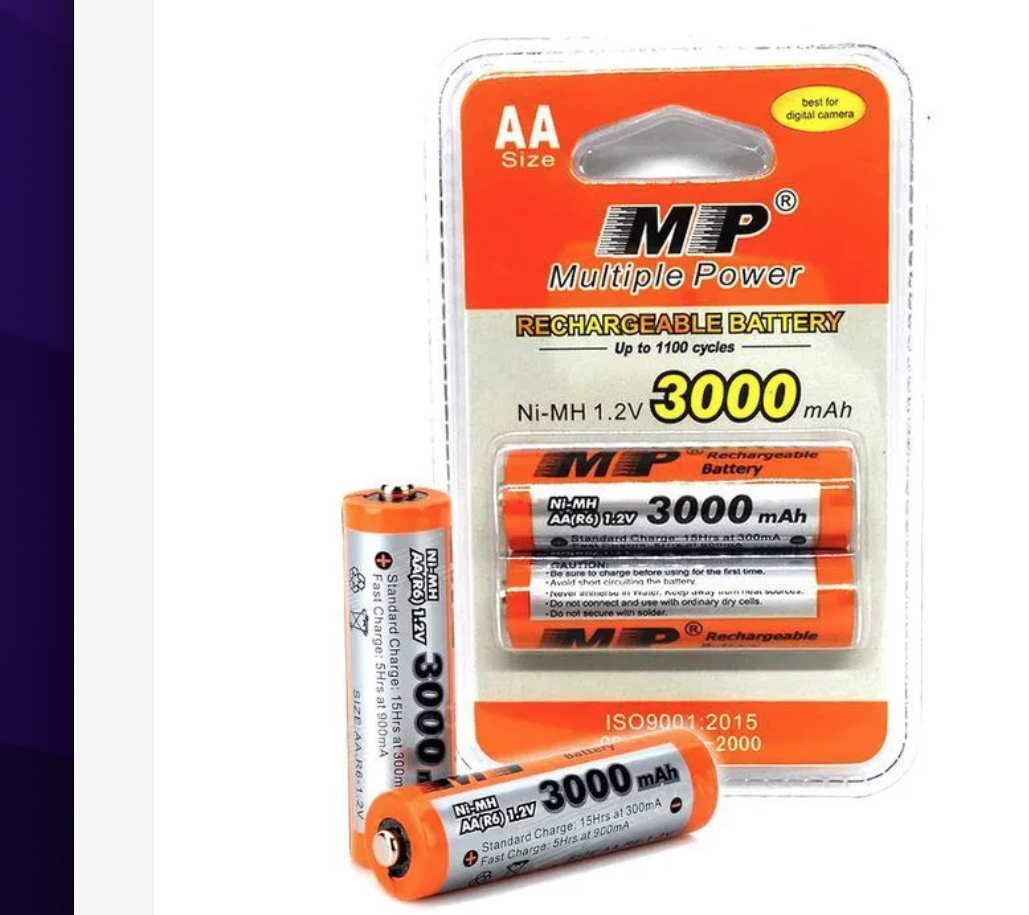 Multiple Power AA 1.2V 3000mAh MP Rechargeable Batteries Re-charged For Up To 1000 Times