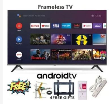 Skyworth 32" Inch Bluetooth Full HD Frameless Smart Google  Android 11.0 TV, Netflix and Youtube with One Year Waranty Plus FREE Wall Mount, Flash Disk, Bracket, Tv Guard, aerial and extensions