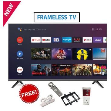 Skyworth 32" Inch Bluetooth Full HD Frameless Smart Google  Android 11.0 TV, Netflix and Youtube with One Year Waranty Plus FREE Wall Mount, Flash Disk, Bracket, Tv Guard, aerial and extensions
