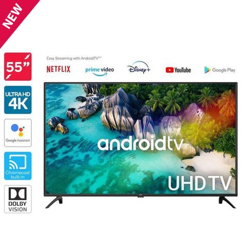 Vitron 55" Inch Frameless Smart Android TV with Bluetooth, Netflix and Youtube 4KUHD Television with One Year Waranty Plus FREE Wall Mount, Flash Disk, Bracket, Tv Guard, aerial and Socket extensions