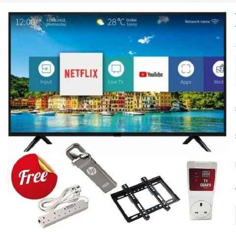 Vitron 65" Inch Frameless Smart Android TV with Bluetooth, Netflix and Youtube 4K WebOS LED Television with One Year Waranty Plus FREE Wall Mount, Flash Disk, Bracket, Tv Guard, aerial and extensions