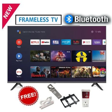 Vitron 65" Inch Frameless Smart Android TV with Bluetooth, Netflix and Youtube 4K WebOS LED Television with One Year Waranty Plus FREE Wall Mount, Flash Disk, Bracket, Tv Guard, aerial and extensions