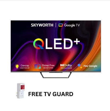 Skyworth 75" Inch 4K UHD QLED  Smart Google Android TV, Netflix, Prime Video, Youtube Television with One Year Waranty Plus FREE Wall Mount, Flash Disk, Bracket, Tv Guard, aerial and extensions