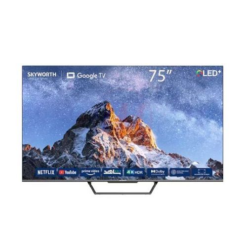 Skyworth 75" Inch 4K UHD QLED  Smart Google Android TV, Netflix, Prime Video, Youtube Television with One Year Waranty Plus FREE Wall Mount, Flash Disk, Bracket, Tv Guard, aerial and extensions