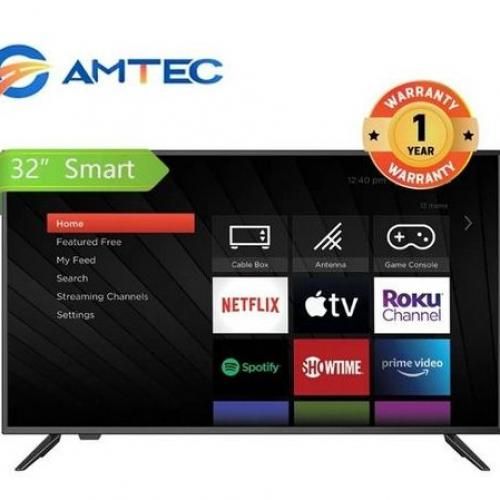 Amtec 32" Inch Bluetooth enabled Television Smart Android TV Frameless Digital TV Inbuilt Decoder with 1 Year Waranty Plus FREE Wall Mount, Flash Disk, Bracket, Tv Guard, aerial and Socket extension