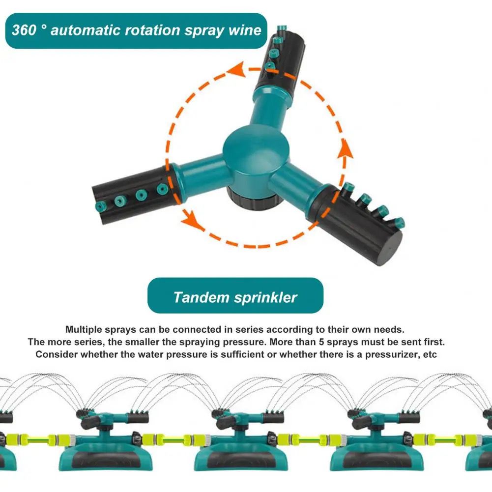 3 arm garden sprinkler 3 Arm Heavy Duty 360 Degree Automatic Revolving Whirling Water Sprinkler