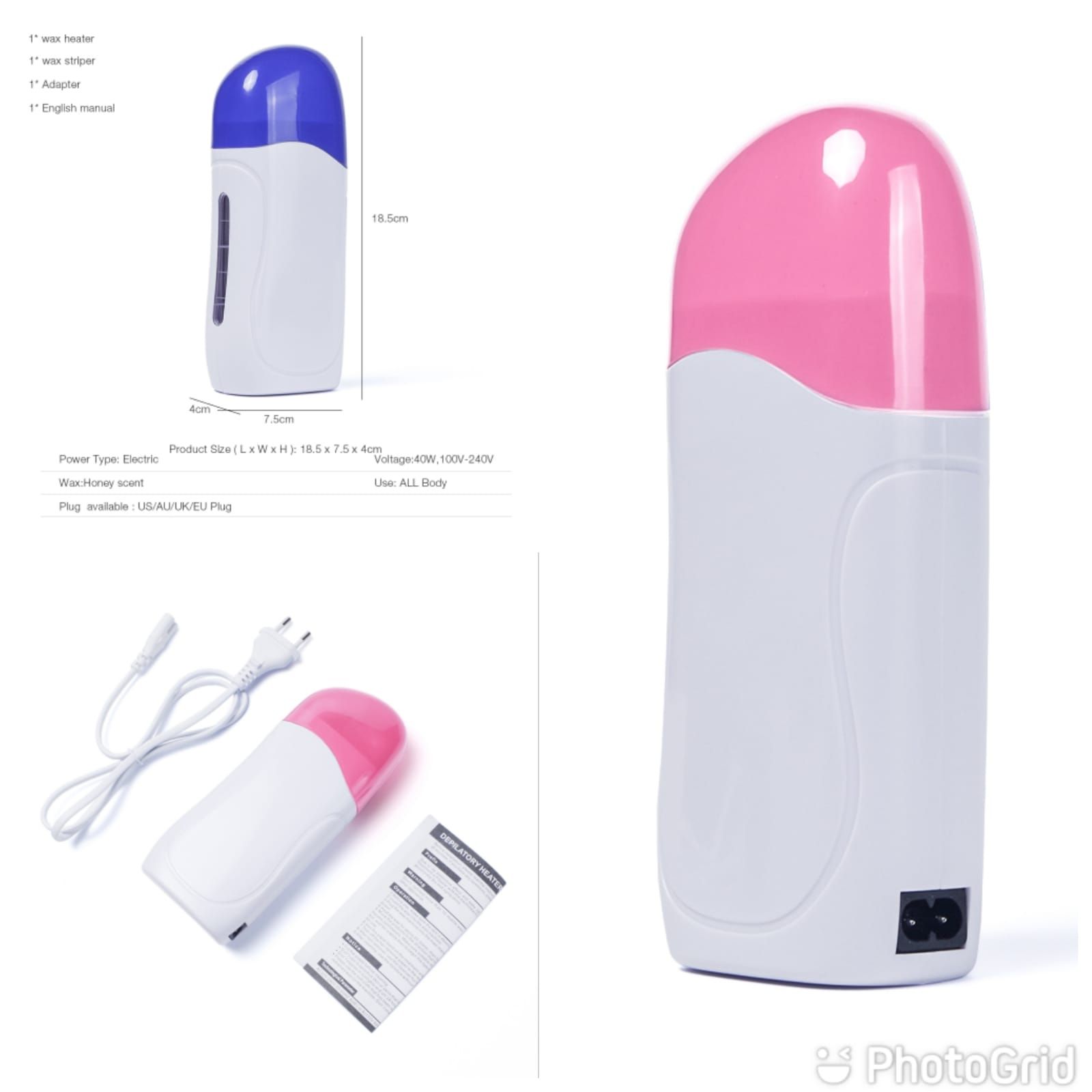 Single handheld depilatory wax hair removal machine with EU/US plug Portable Wax Warmer for Hair Removal, Electric Roll On Wax Heater Home Depilatory Waxing Kit for Women and Men