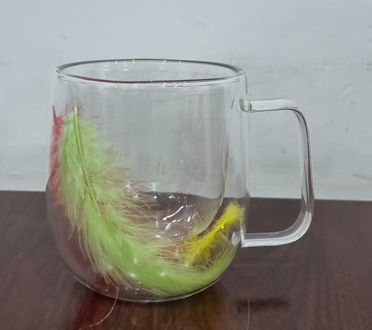 FLOWER/ FEATHER MUGS DOUBLE WALL GLASS COFFEE MUGS CLEAR CUPS FOR CAPPUCCINO TEA ESPRESSO LATTE HOT BEVERAGES GLASSES BIRTHDAY GIFTS FOR WOMEN HER