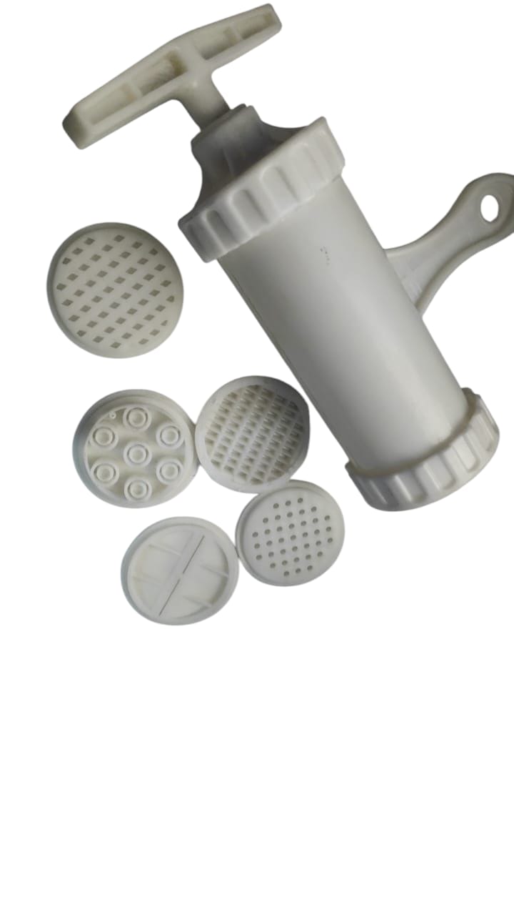 MANUAL PASTA MACHINE,WHITE NOODLE MAKING MACHINE WITH 5 DIFFERENT PRINTING MOLDS,PLASTIC NOODLE PRESS MAKER,NOODLE MAKER CUTTER PRESS MOULD