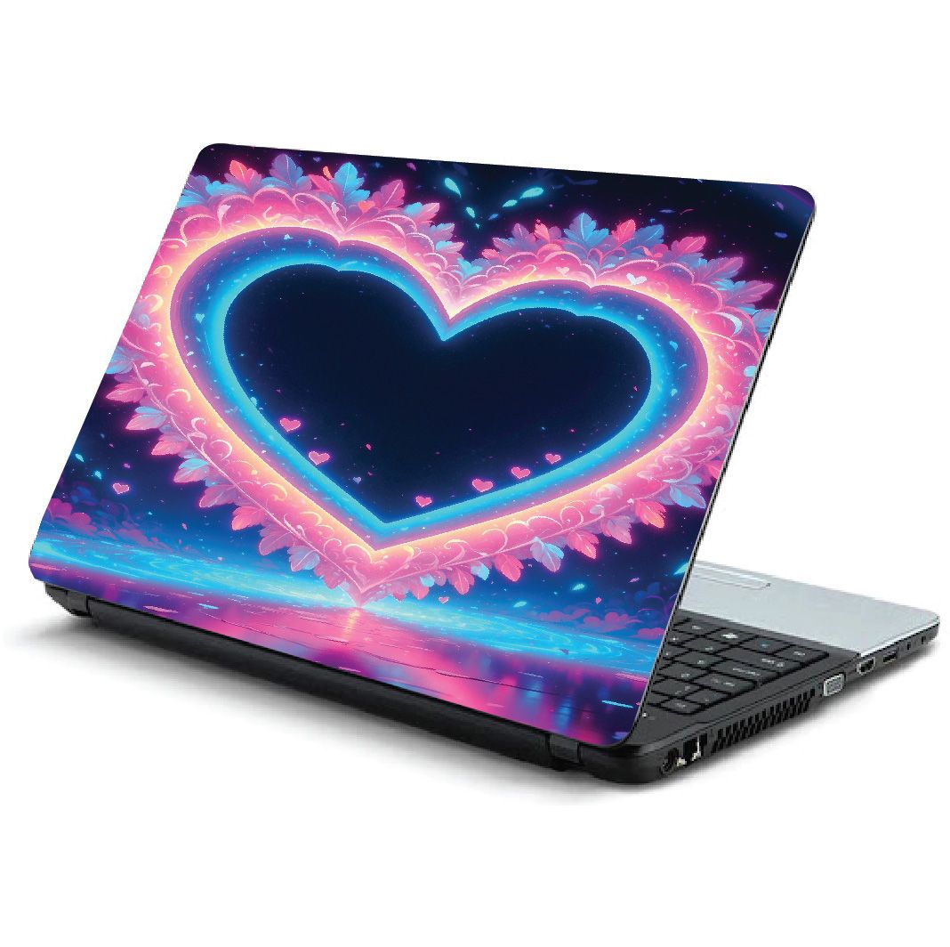 The Bejeweled Laptop: Laptop Skin Wrap/Cover/Stickers that Sparkle| for sizes 11" to 15.6" (Neon Pink Hearts)