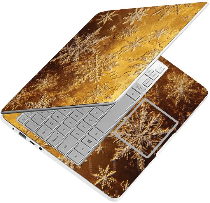 POP Your Laptop: Fun & Funky Stickers| LAPTOP SKIN WRAP/COVER/STICKER for sizes 11" to 15.6" (Golden Snow Flake)