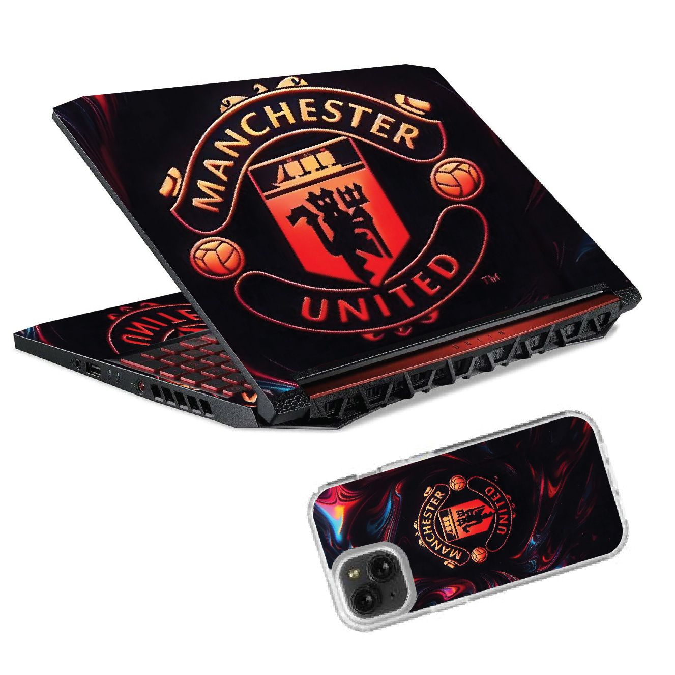 Monochrome Aesthetic: Manchester United Laptop Skin/Sticker/Cover | Modern Designs for a Stylish Tech Look. Fits laptop sizes from 11'' to 15.6 Inches