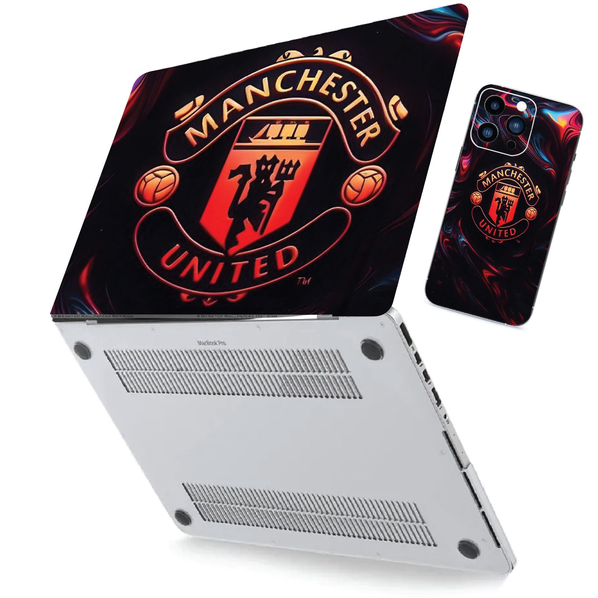 Monochrome Aesthetic: Manchester United Laptop Skin/Sticker/Cover | Modern Designs for a Stylish Tech Look. Fits laptop sizes from 11'' to 15.6 Inches